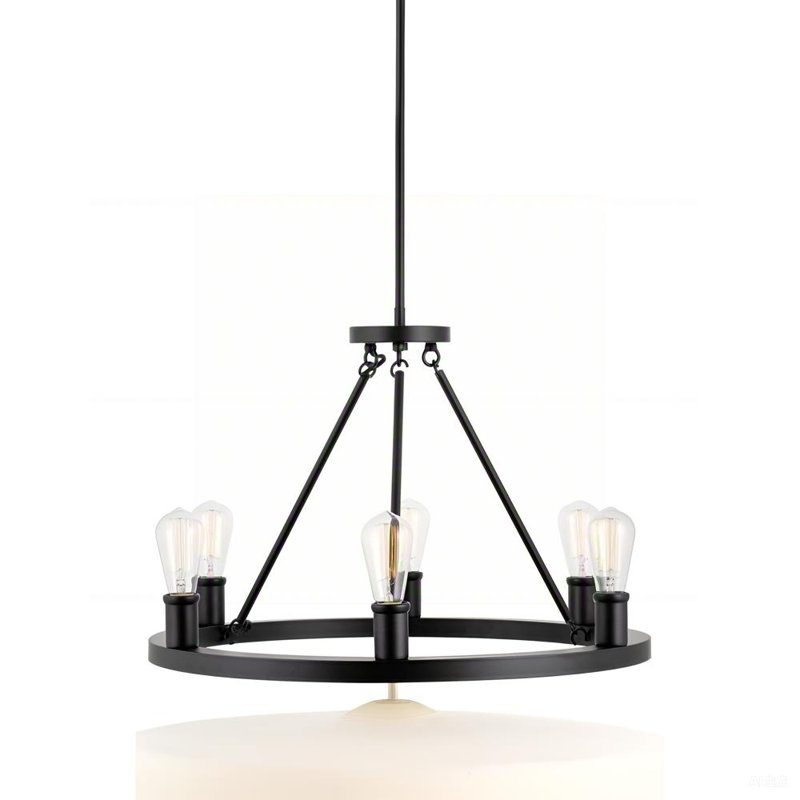 36" 12-Light Large Rustic Farmhouse Wagon Wheel Chandelier, Round Kitchen Island Light, Textured Black Accents + Warm Oak Wood Finish