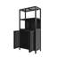 Armoire de rangement pour salle de bain séparée du plancher au plafond avec 2 portes pour le salon, la cuisine, l'entrée, bambou noir