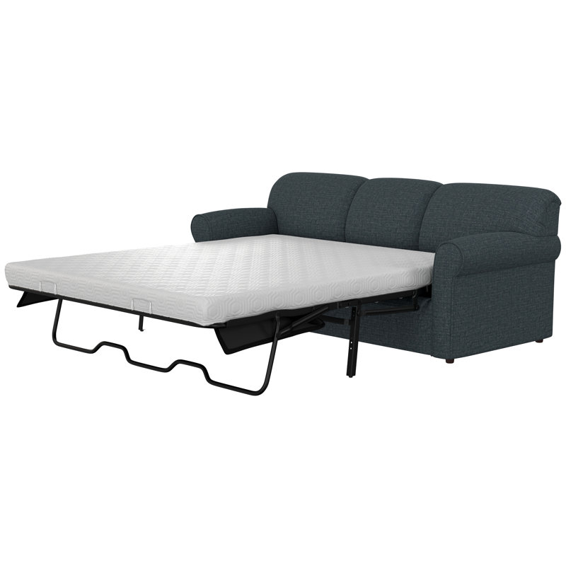 Aadhya 79" Rolled Arm Sleeper Sofa with Reversible Cushions, Innerspring, Chambray, Queen