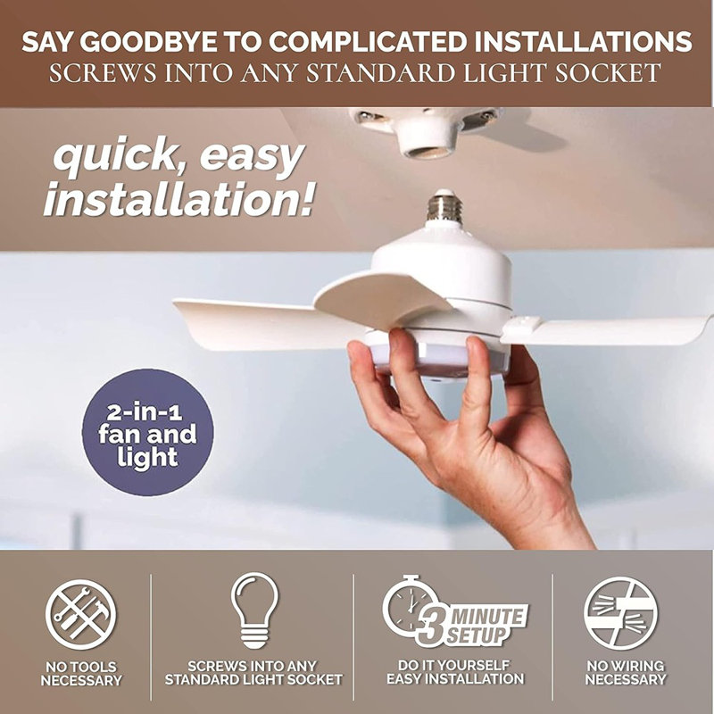Socket Fan Light With Remote, Portable...