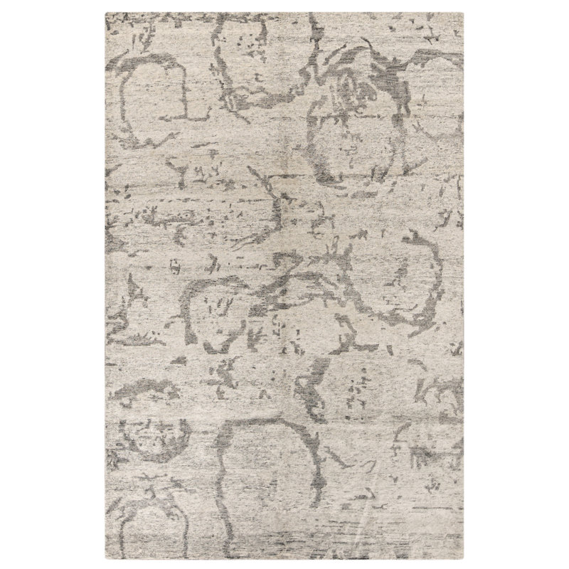 Hand-Knotted High-Quality Silver and Beige Area Rug