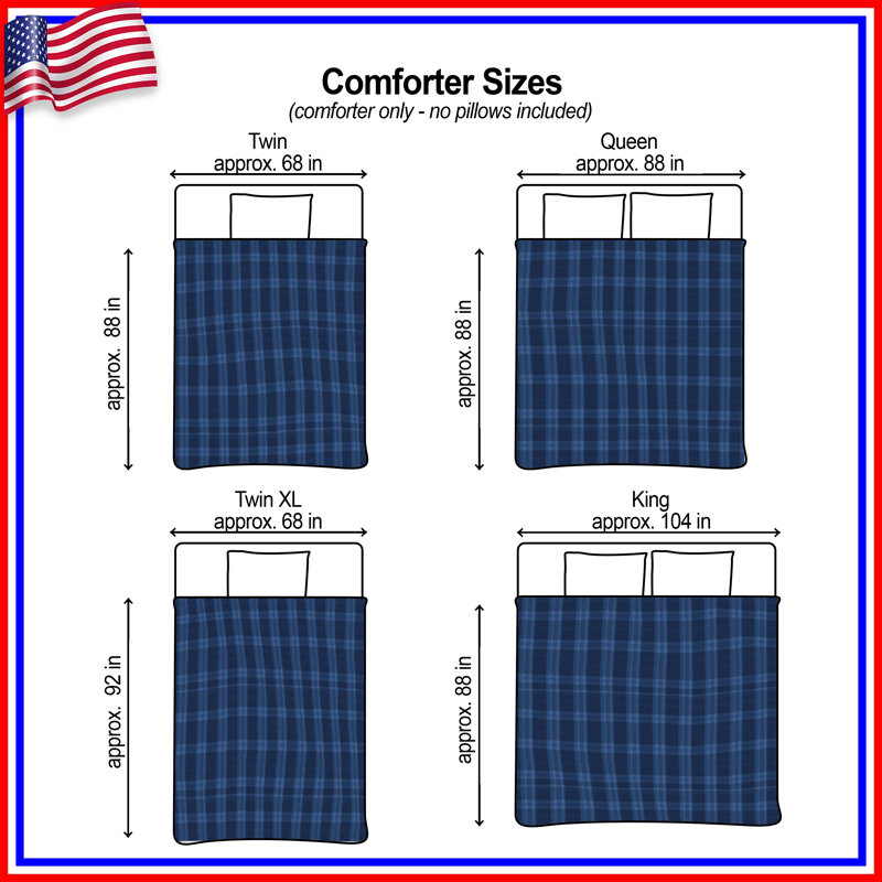 Navy Blue Plaid Comforter, Queen