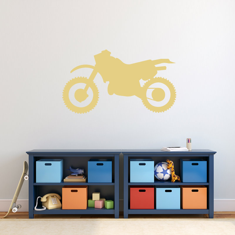 Décalcomanie murale silhouette de vélo à saleté, Beige clair