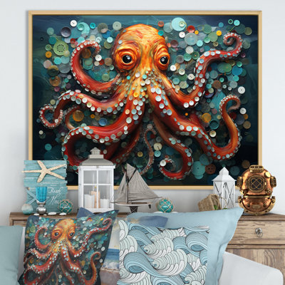 " Portrait Of Orange Mystical Octopus Painting "