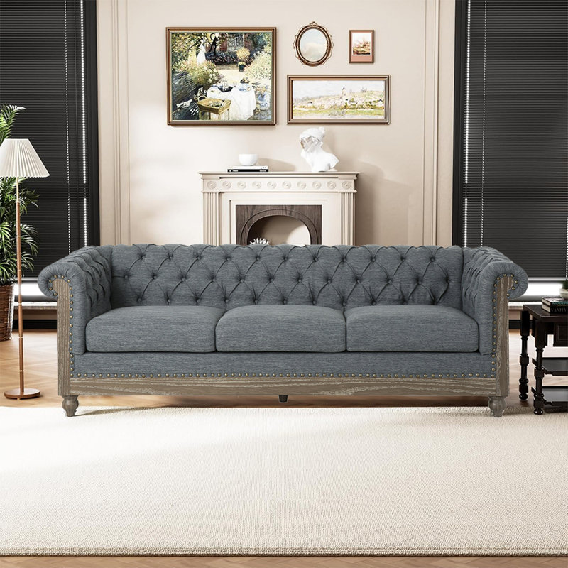 Canapé Chesterfield Cicley, Gris anthracite
