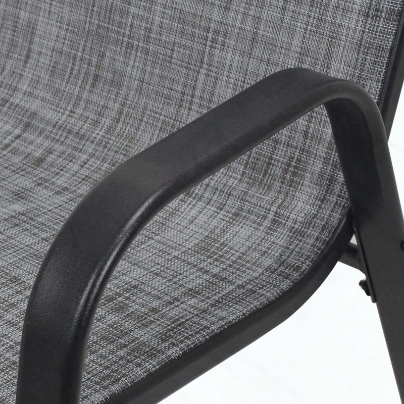 Outdoor Teslin Fabric Dining Chair with Wide Ergonomic Seat, 350 lbs Capacity, Gray