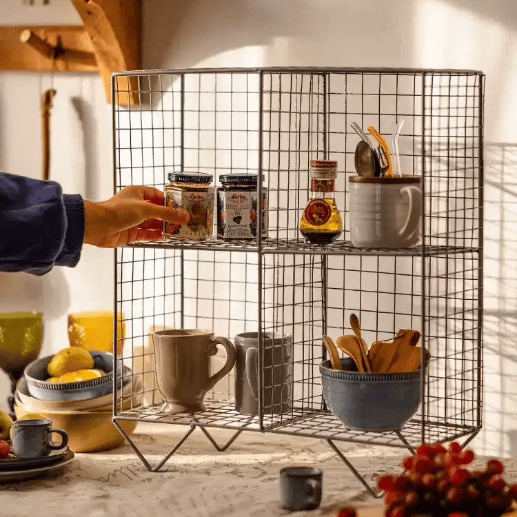 Farmhouse Wire Grid Display Shelf