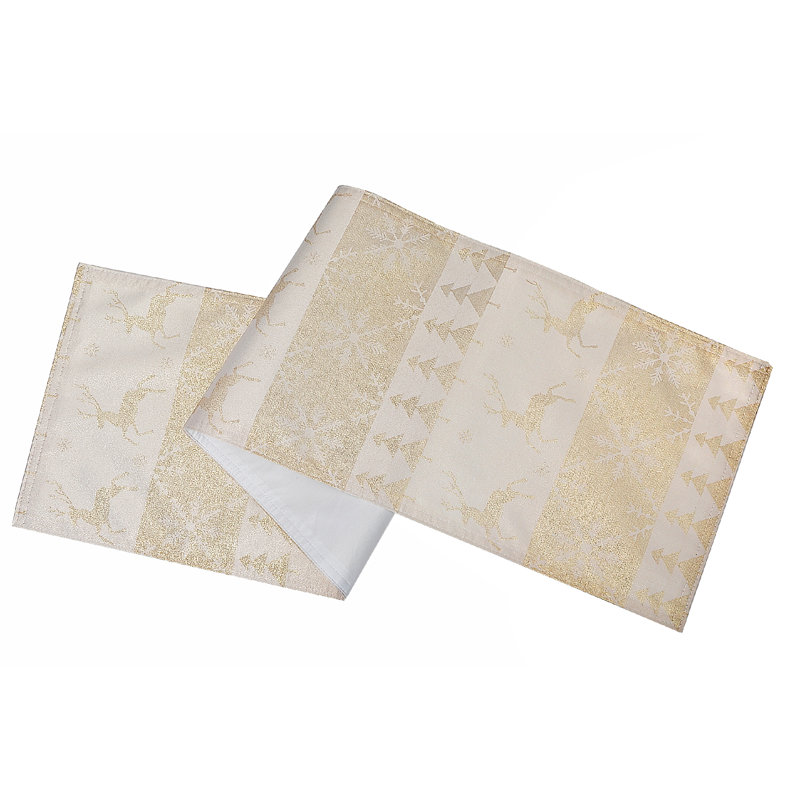 Lurex Table Runner (54") (Gold Jumping Reindeers), 72" L x 10" W