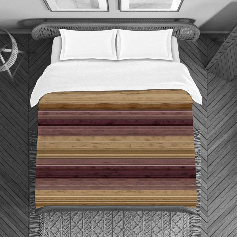 Horizontal Stripes Bedding Striped Duvet Cover Orange, Housse de couette pour grand lit, Or/mauve