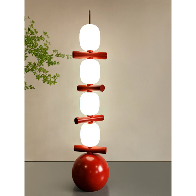 Modern Minimalist Iron and PE Floor Lamp, Red