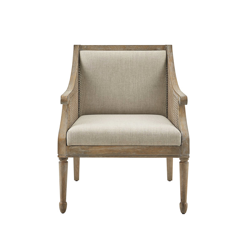 Fauteuil rembourré avec sangle de canne et pieds en bois massif, dossier de 15 po avec siège, fabrication, l 24,25 po x P 21 po x H 18, capacité maximale de 300 lb
