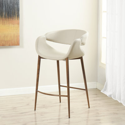 Sandine - Counter Stool - Double Stitch Scoop with Walnut Steel Legs