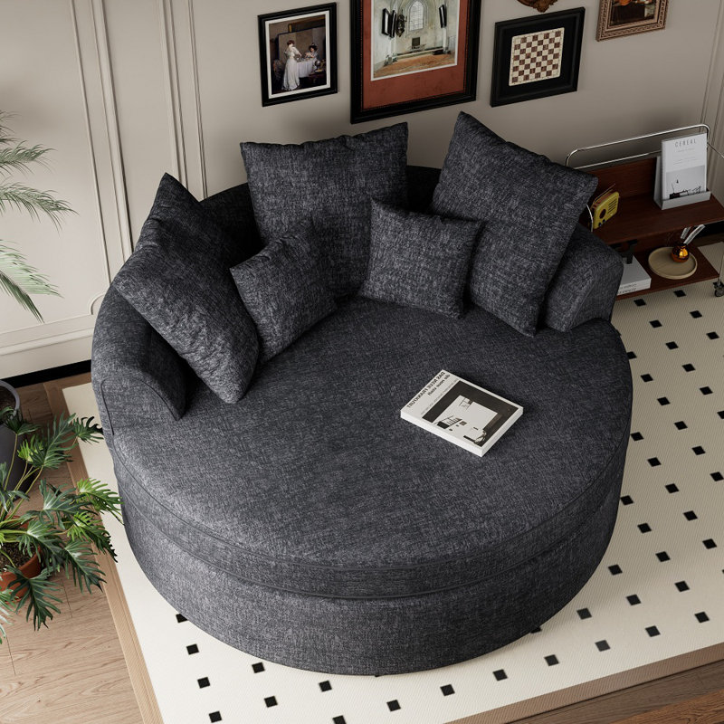 Fauteuil demi-tonneau en chenille avec coussins de 61 po Boneless, Gris