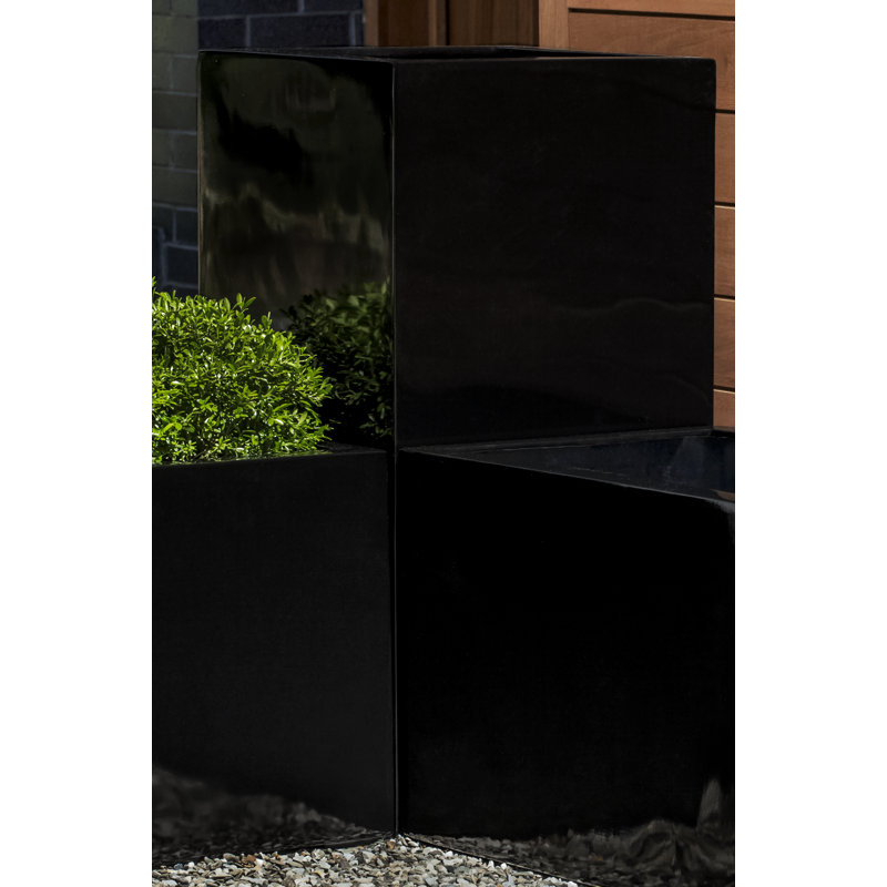 Penhook Handmade Pot Planter, Glossy Black, 35.5" H x 17.75" W x 17.75" D