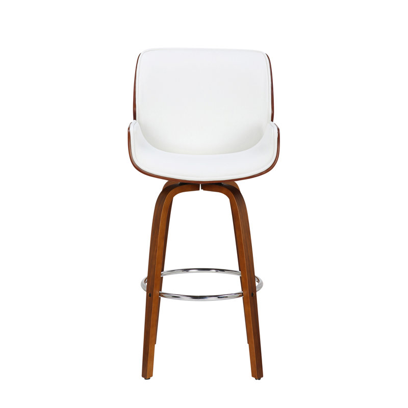 Livingston 70cm Swivel Faux Leather Mid-Century Counter Stool, White