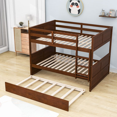 Full Over Full Wood Bunk Bed With Twin Size Trundle -  Harriet Bee, 1675F3F4F6264AEB8B24665B1951A0E0