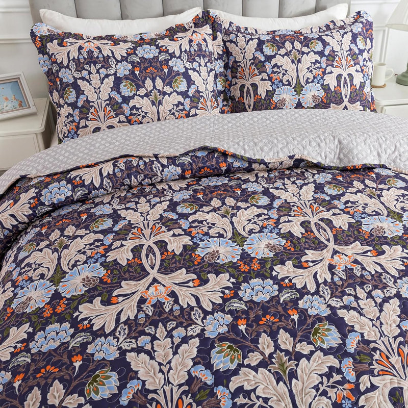 Ensemble de courtepointe 3 pièces HoneiLife Weaving Dreams, Navy, King