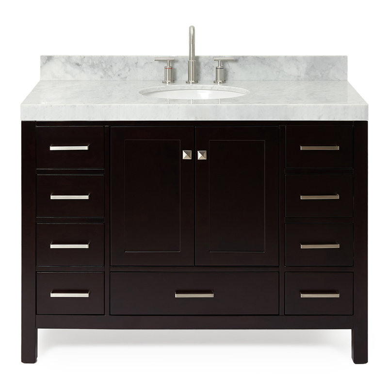 Cambridge Single Bathroom Vanity with Carrara Marble Top, Espresso
