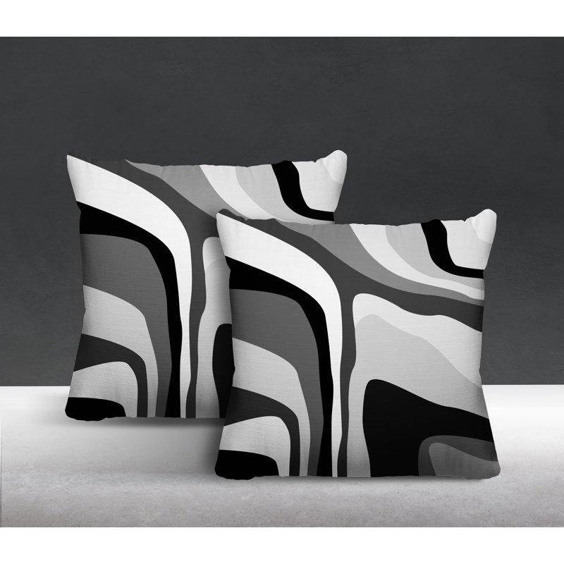 Coussin décoratif carré intérieur / extérieur Clickett, L 15 po x H 15 po, Noir