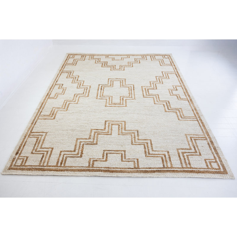 Willa Hand Knotted Jute / Sisal Geometric Area Rug, Rectangle 6' x 9'