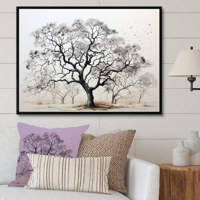 " Minimalism Black And White Trees Oak III "
