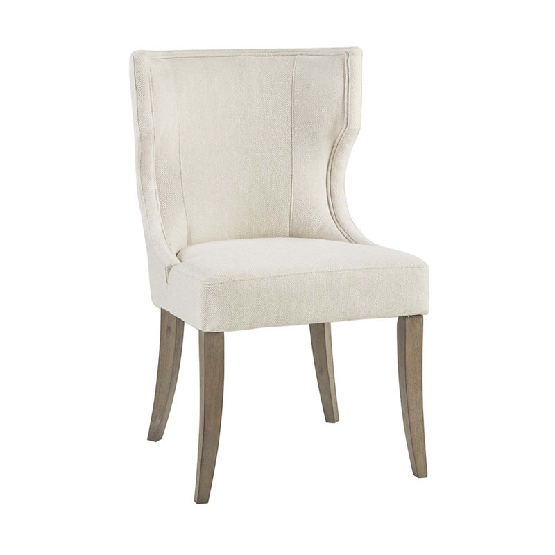 Chaise rembourrée à oreilles, Gris, Beige