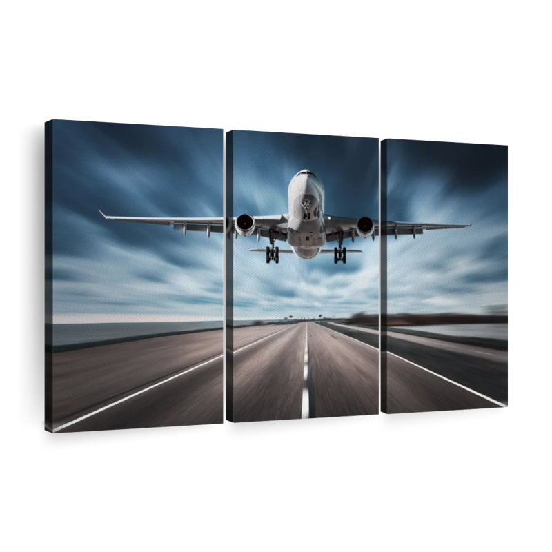 "Avion de piste" sur toile, H 24 po x l 38 po x P 1,25 po