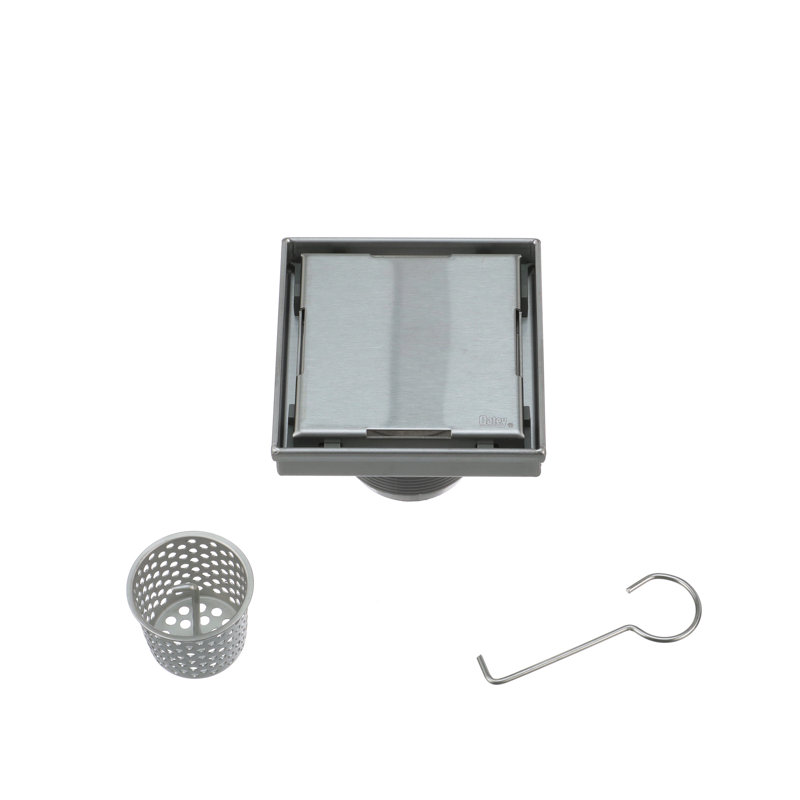 4 in. x 4 in. Stainless Steel Square Shower Drain with Tile-in Drain Cover, 4" x 4"
