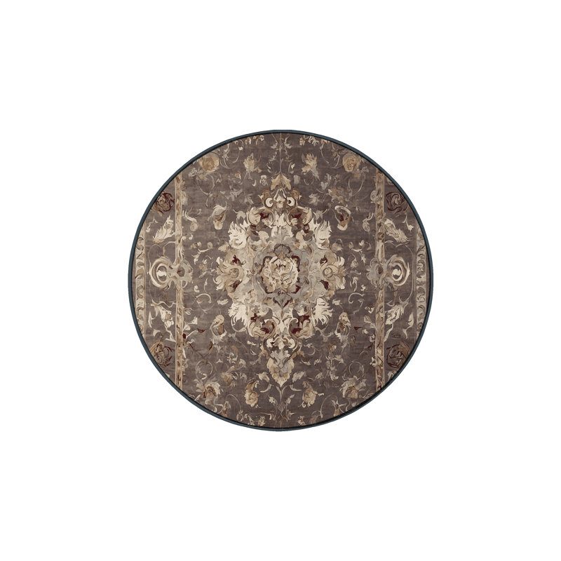 Tapis brun lavable à la machine, Rond 7 pi