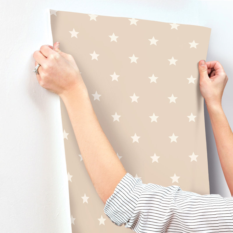 Papier peint géométrique brun clair Starry, Marron clair