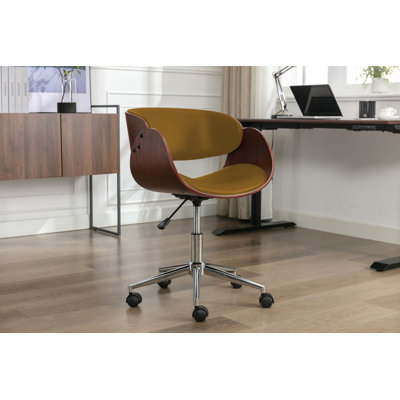 Chaise de bureau en similicuir de style Mid-Century