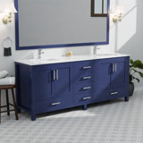 Double Bath Vanity with White Quartz Top and Faucet Set
