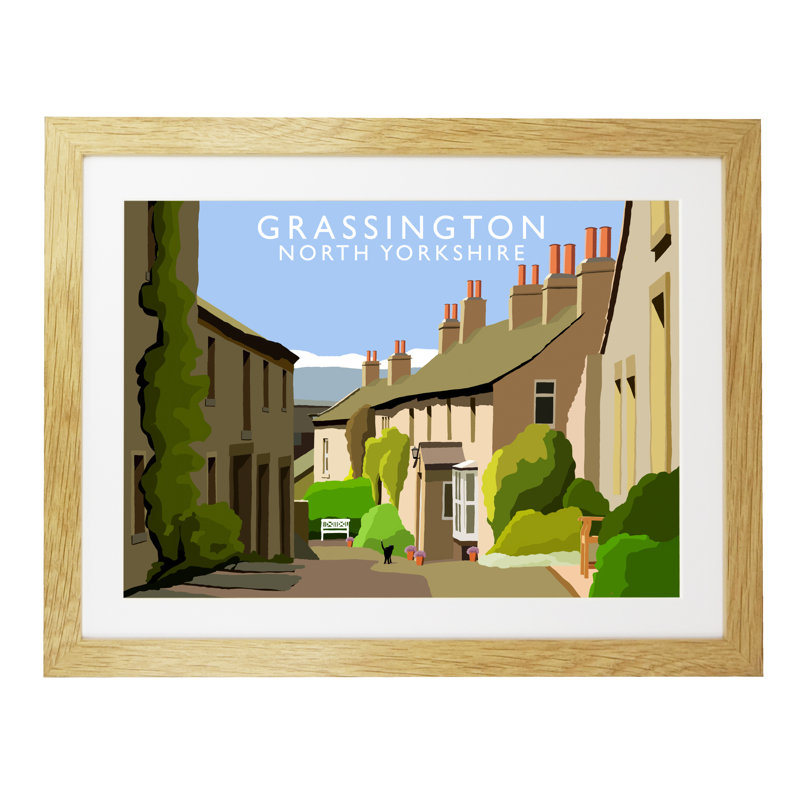 Grassington by Richard O'Neil - Print, Oak Wood Frame, 33.5 cm H x 43.5 cm W x 2.2 cm D