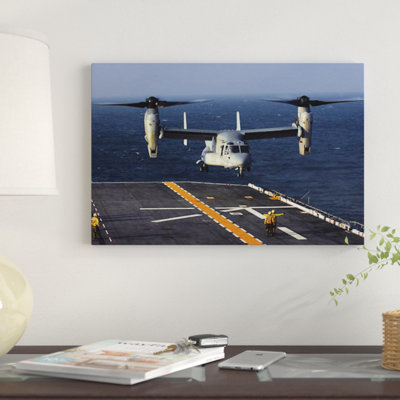 " A V-22 Osprey Aircraft Prepares to Land Aboard the USS Bataan in the Atlantic Ocean " Print