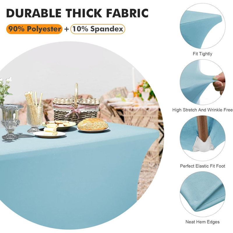 2 Pack Table Cover Fitted Rectangular Tablecloth Stretchable Fabric Lycra Table Cloth 6 Ft Wrinkle-Free For Party Tradeshows Banquet Weddings Cocktail