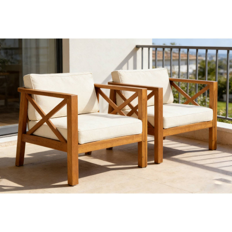 Élégants fauteuils d'extérieur 2 pièces idéaux pour les chaises longues et le jardin, Beige