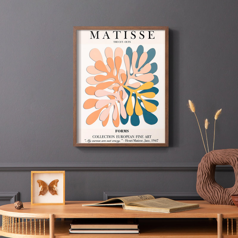 Matisse CXCIV, reproduction d'art encadrée - bois massif, H 28 po x l 22 po, Brun