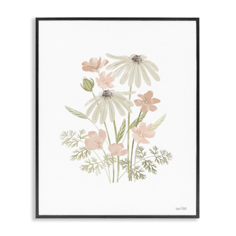 Subtil Wild Blooms, estampe numérique par House Fenway, Giclée encadrée noir minuit, H 14 po x l 11 po