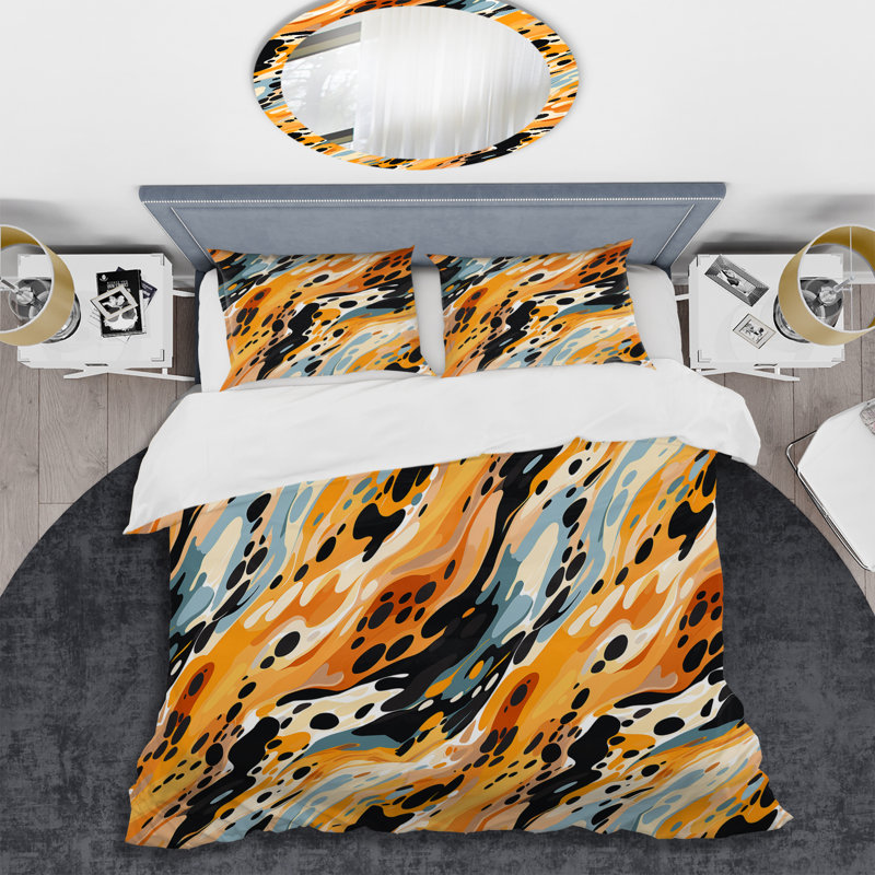 Ensemble de housse de couette multicolore artistique, Housse de couette pour très grand lit et 2 très