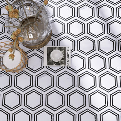 Carreau de sol en porcelaine mate de 8,58 po x 9,89 po Ontario Hexagon