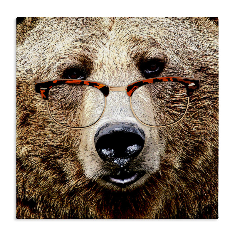 «Wildlife Grizzly Bear Glasses» par Karen Smith, impression sur toile tendue, H 30 po x l 30 po x P 1,5 po