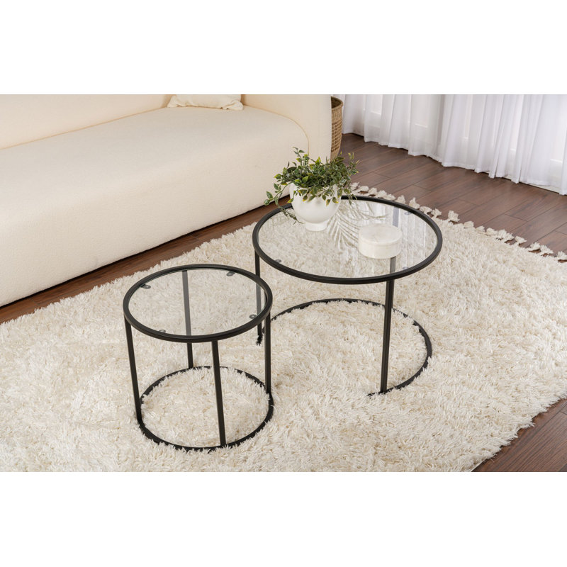 Ensemble de tables basses, Transparent, Noir, noir, noir, noir