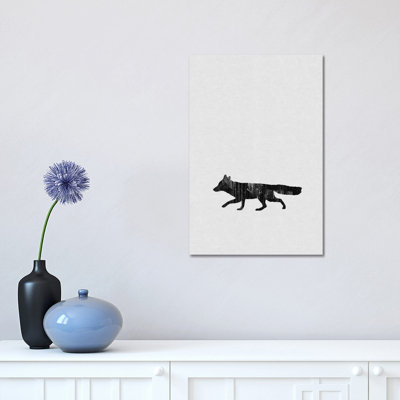 Fox B&W 1 Piece Wrapped Canvas Wall Art