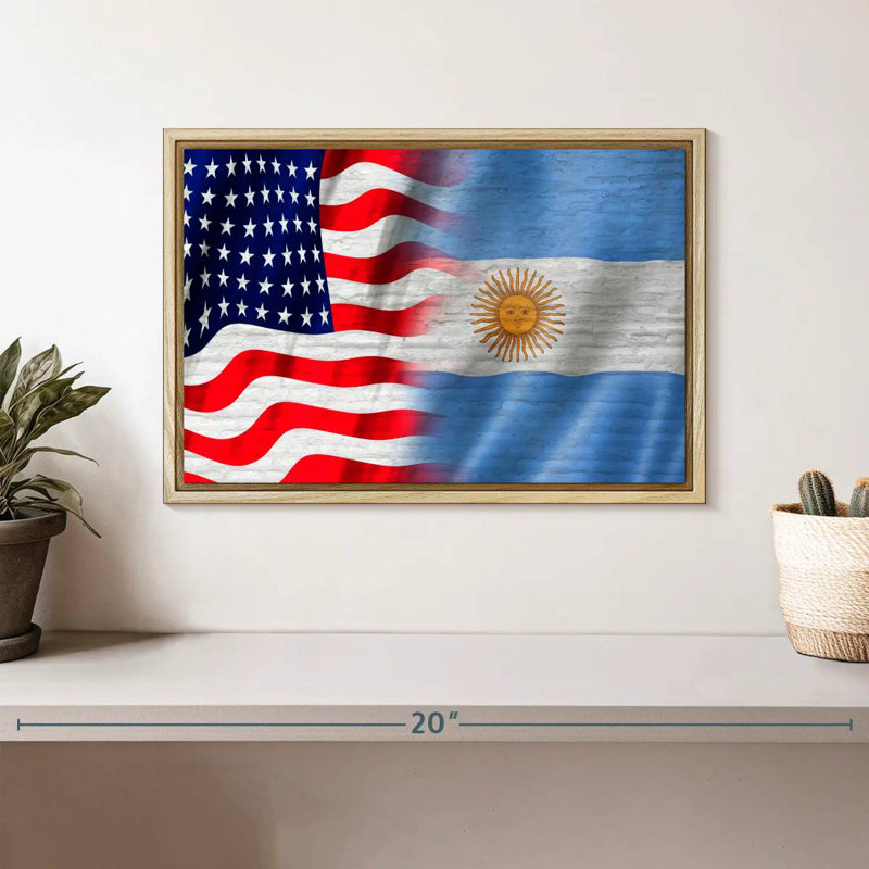 États-Unis et l'Argentine Molesley, Cadre flottant en bois naturel, 13 po x 9 po