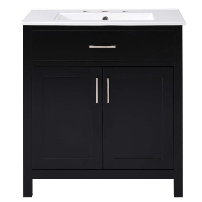 Meuble-lavabo de 30 pouces avec lavabo en céramique et beaucoup de rangement - le choix parfait pour les petites salles de bain
