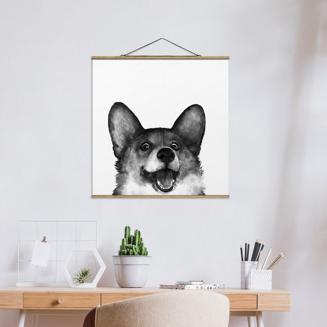 Kunstdruck Illustration Dog Corgi von Laura Graves