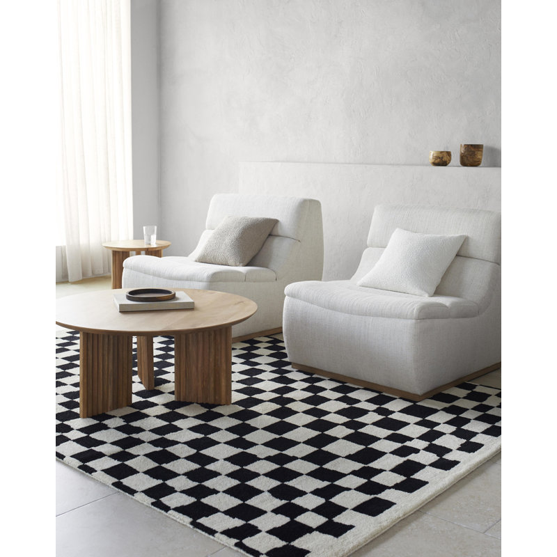 Damier Wool Patchwork Area Rug, Rectangle 10' x 14'