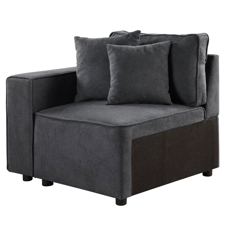 Fauteuil d'appoint gris à dossier gauche