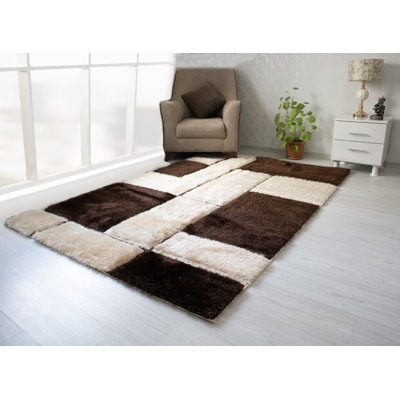 Tapis beige / brun en polyester Derin