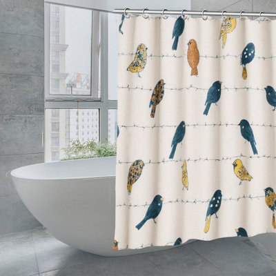 Birds on Wire Print Shower Curtains, 71 × 71